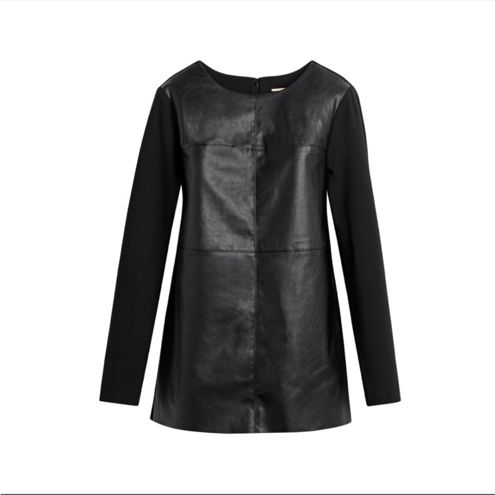 Chico’s Black Label Faux Leather Black Tunic Top